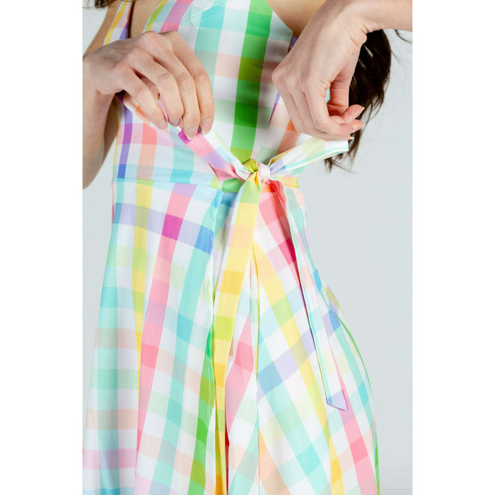 The Savannah Swinger | Pastel Plaid Strappy Dress