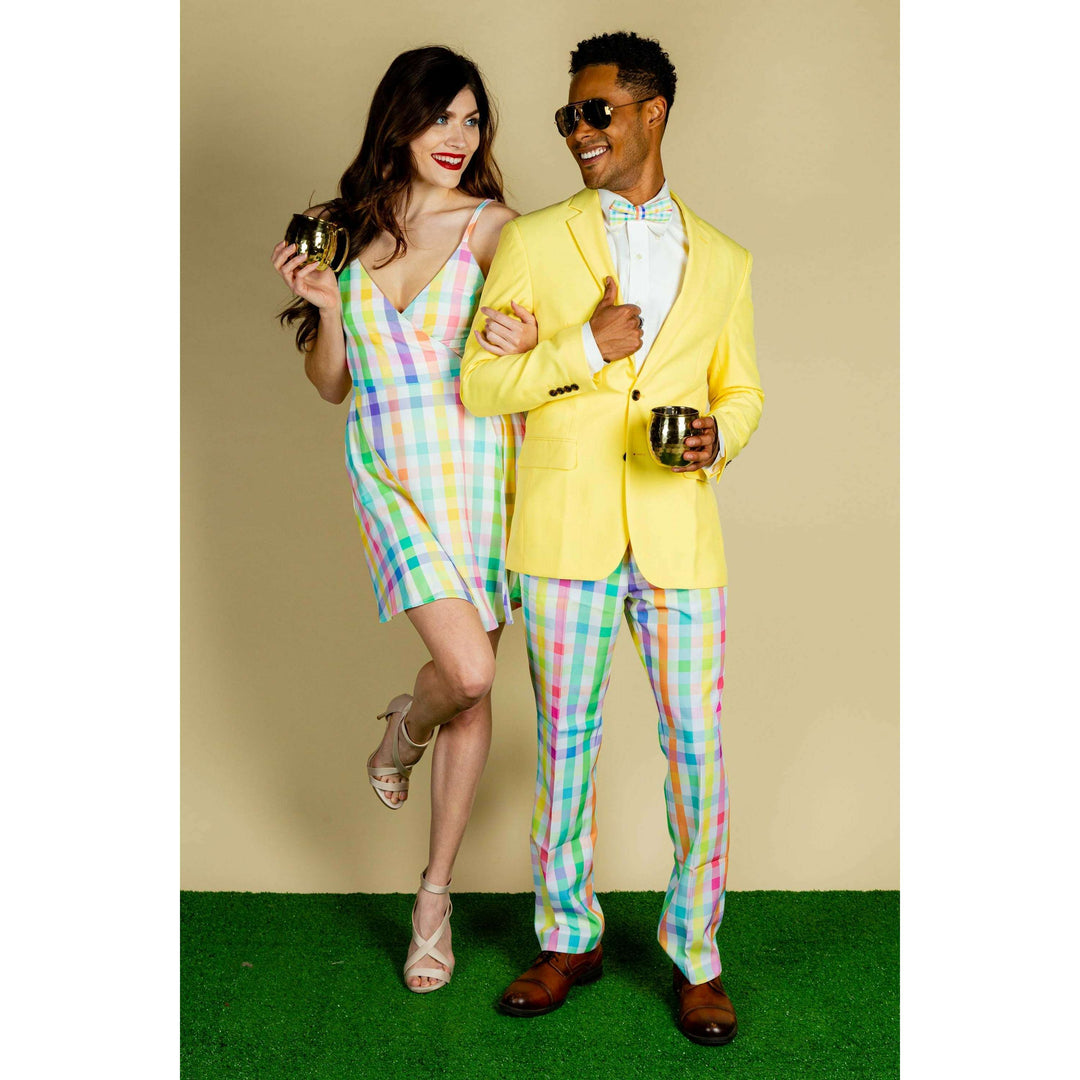 The Savannah Swinger | Pastel Plaid Strappy Dress
