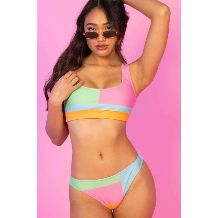 The Soft Serve Saturday | Neon Color Blocked Bikini Bottoms