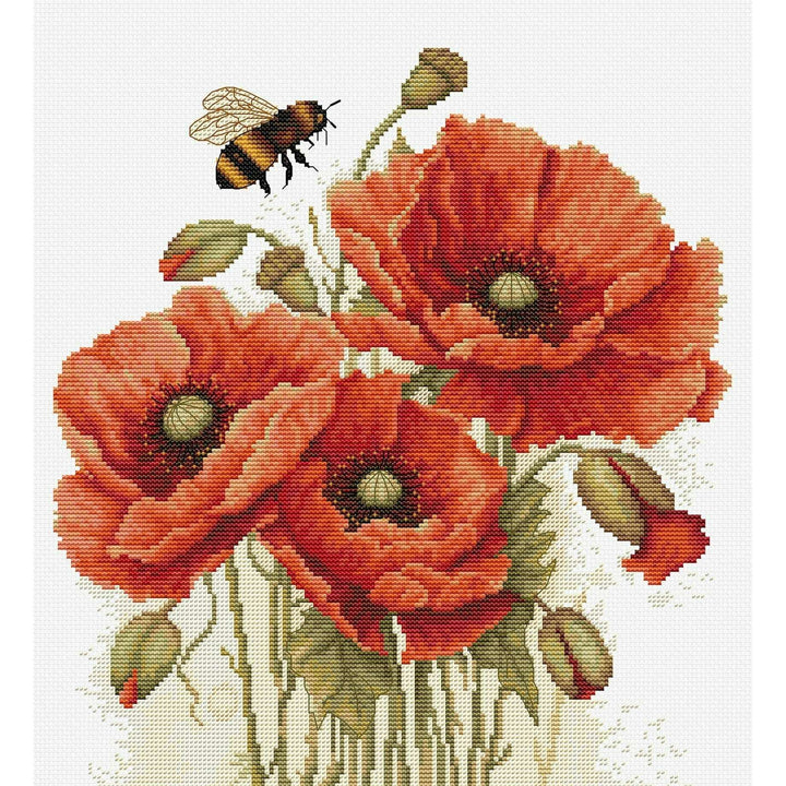 The Splendor of Summer Poppies B7042L Counted Cross-Stitch Kit