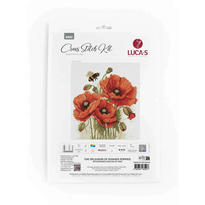 The Splendor of Summer Poppies B7042L Counted Cross-Stitch Kit