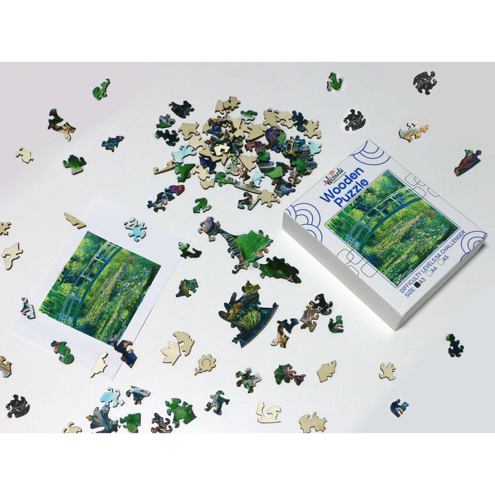The Water Lily Pond after Claude Monet - Jigsaw Wooden Puzzle by Wizardi F07N9-28
