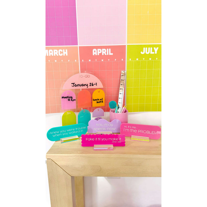 The woMAN acrylic desk name plate