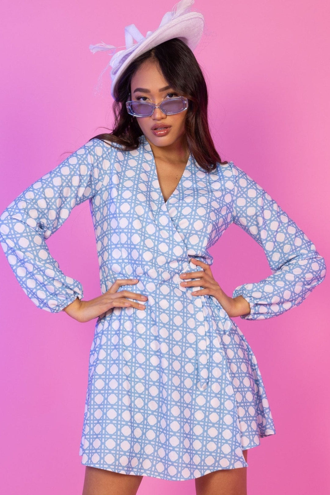 The Porch Swing | Light Blue Caned Wicker Wrap Dress