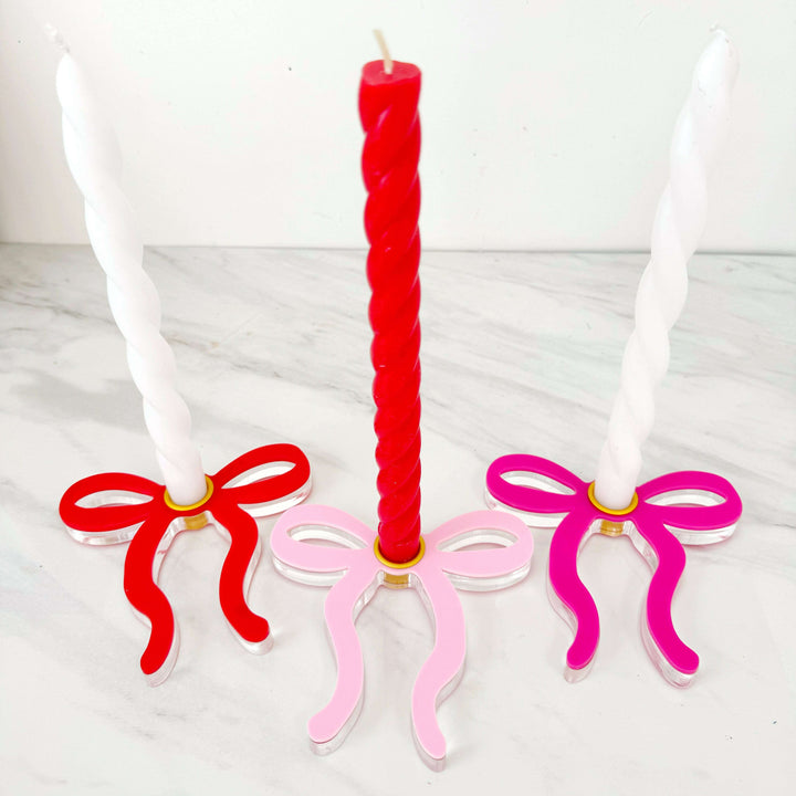 Thin bow acrylic candle holder