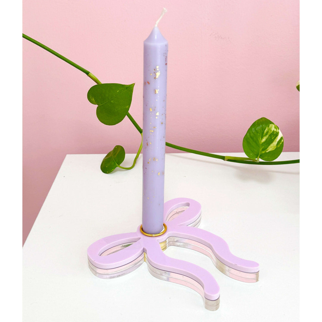 Thin bow acrylic candle holder