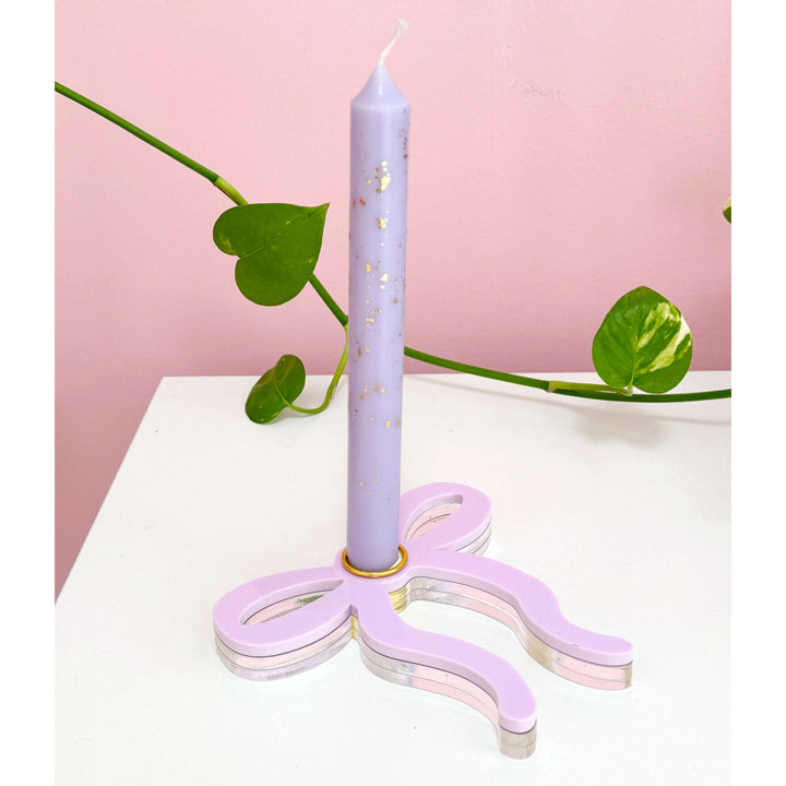 Thin bow acrylic candle holder
