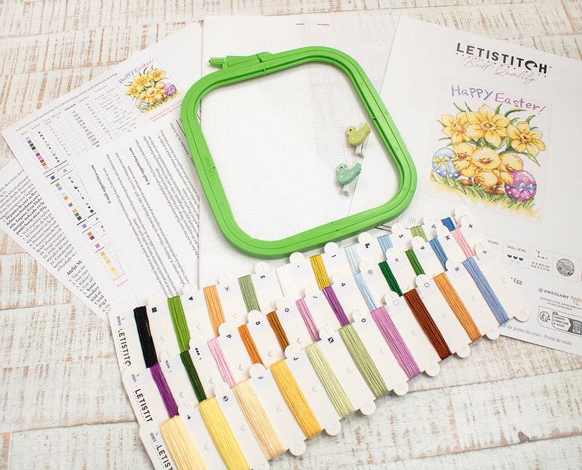 Three Chicks with Daffodils and Egg L8059 Counted Cross Stitch Kit