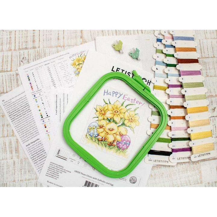 Three Chicks with Daffodils and Egg L8059 Counted Cross Stitch Kit