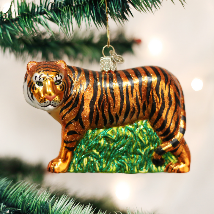 Old World Christmas Tiger Blown Glass Ornament