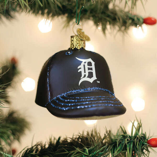 Old World Christmas Tigers Baseball Cap Blown Glass Ornament
