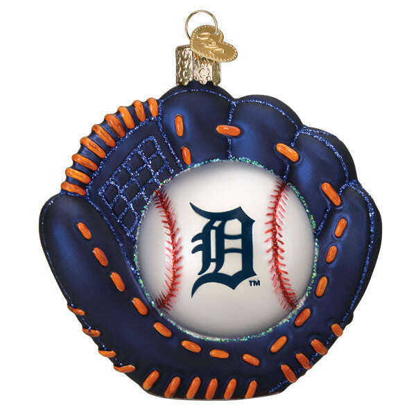 Old World Christmas Tigers Baseball Mitt Blown Glass Ornament