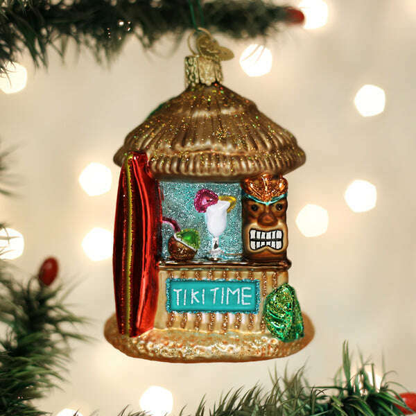 Old World Christmas Tiki Hut Blown Glass Ornament