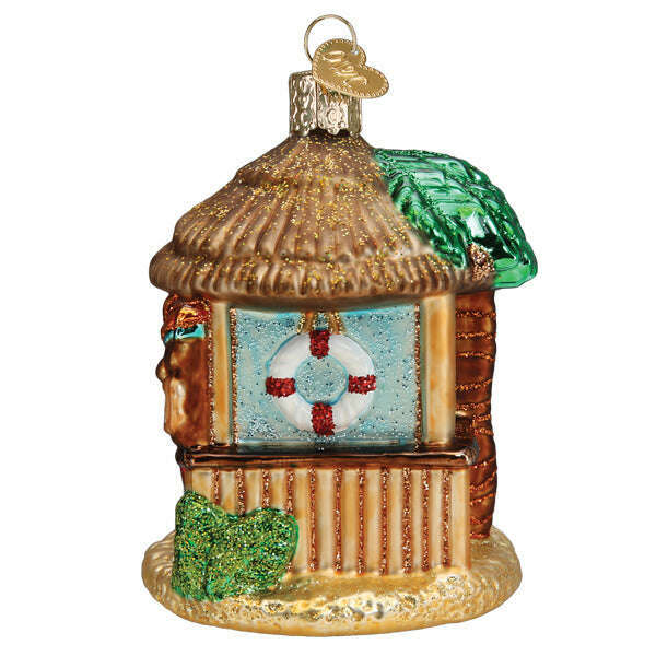 Old World Christmas Tiki Hut Blown Glass Ornament