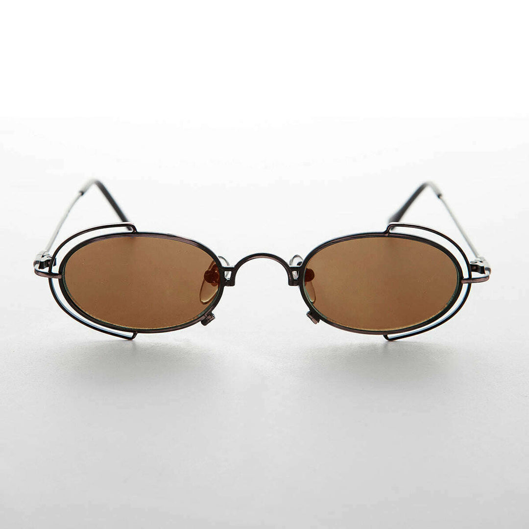 Tiny Oval 90s Metal Vintage Sunglasses - Klaus