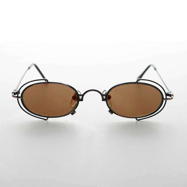 Tiny Oval 90s Metal Vintage Sunglasses - Klaus