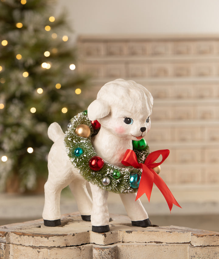 Noelle Lamb with Wreath by Bethany Lowe Designs, christmas decor