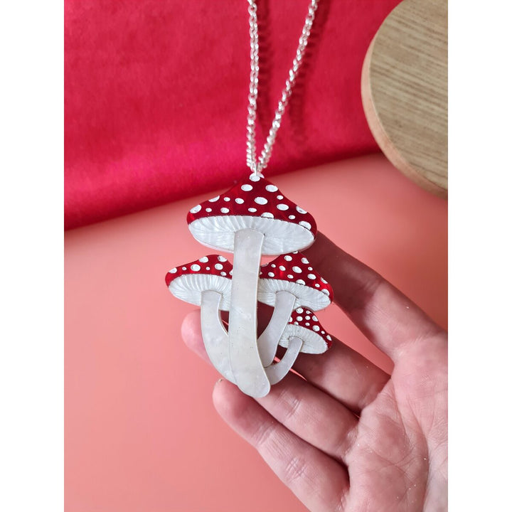 Toadstool mushroom cluster brooch or necklace 1