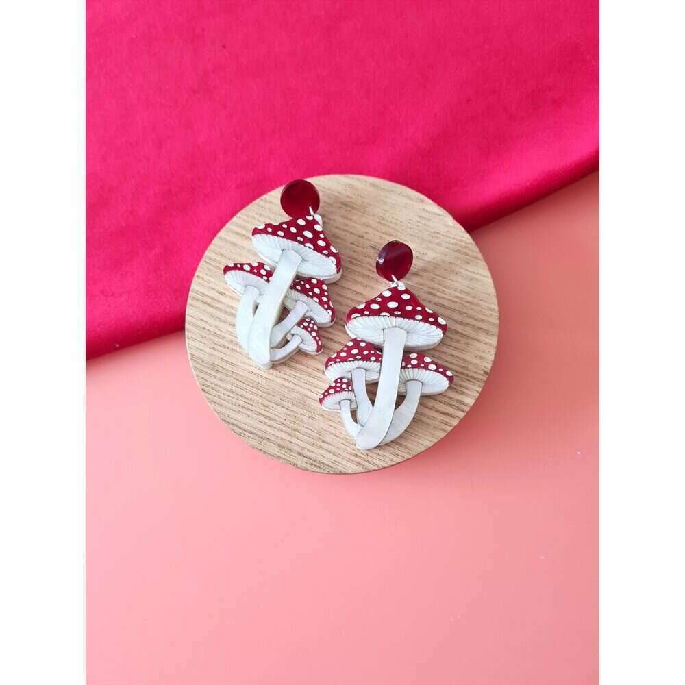 Toadstool Mushroom Cluster Earrings by Cherryloco Jewellery 2