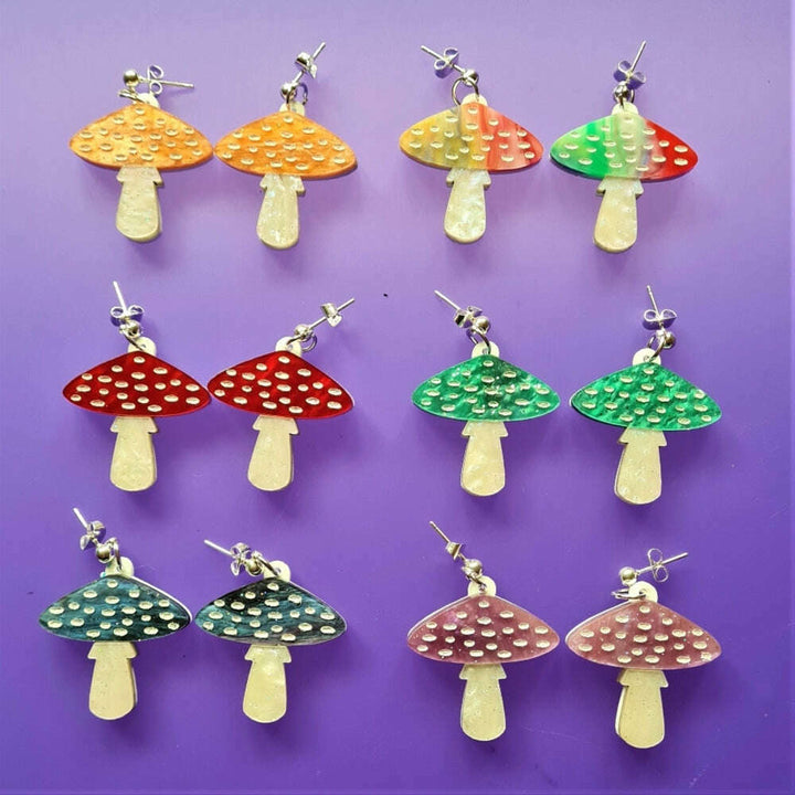 Toadstool Mushroom Earrings by Cherryloco Jewellery