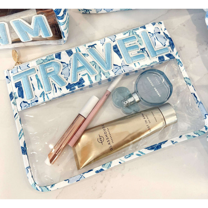 Travel - Blue Bow Clear Pouch