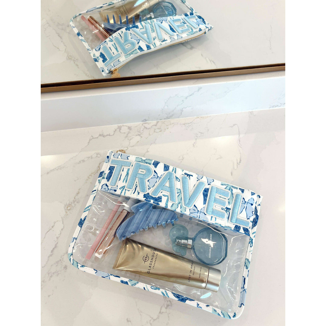 Travel - Blue Bow Clear Pouch