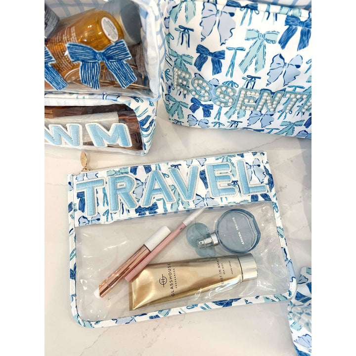 Travel - Blue Bow Clear Pouch
