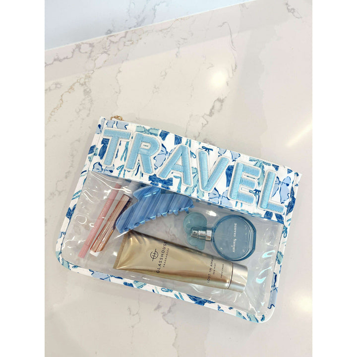 Travel - Blue Bow Clear Pouch
