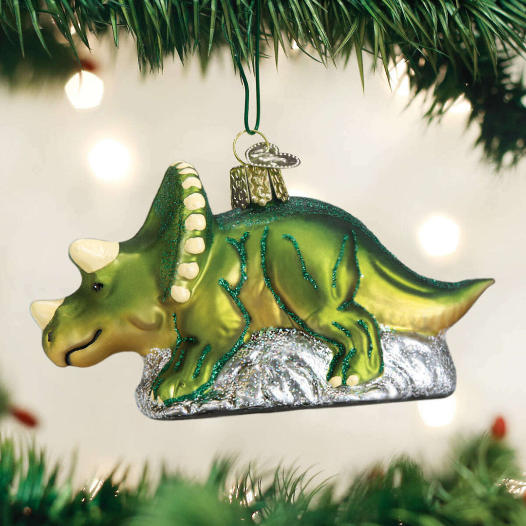 Old World Christmas Triceratops Blown Glass Ornament