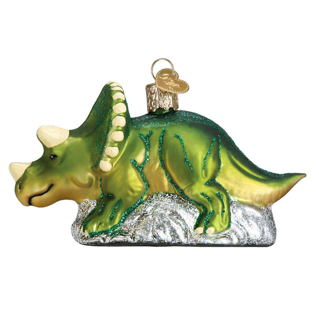Old World Christmas Triceratops Blown Glass Ornament