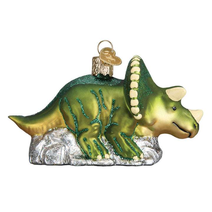 Old World Christmas Triceratops Blown Glass Ornament