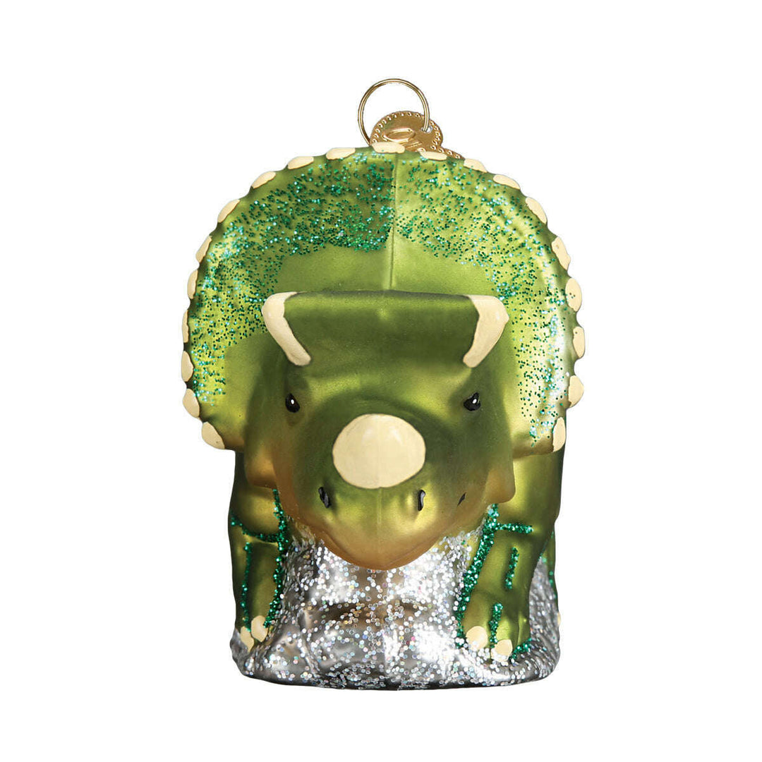 Old World Christmas Triceratops Blown Glass Ornament