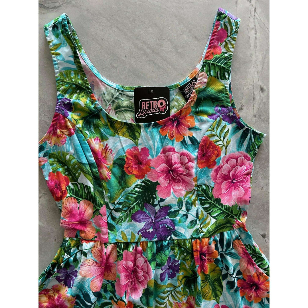 Tropical Fit & Flare Dress
