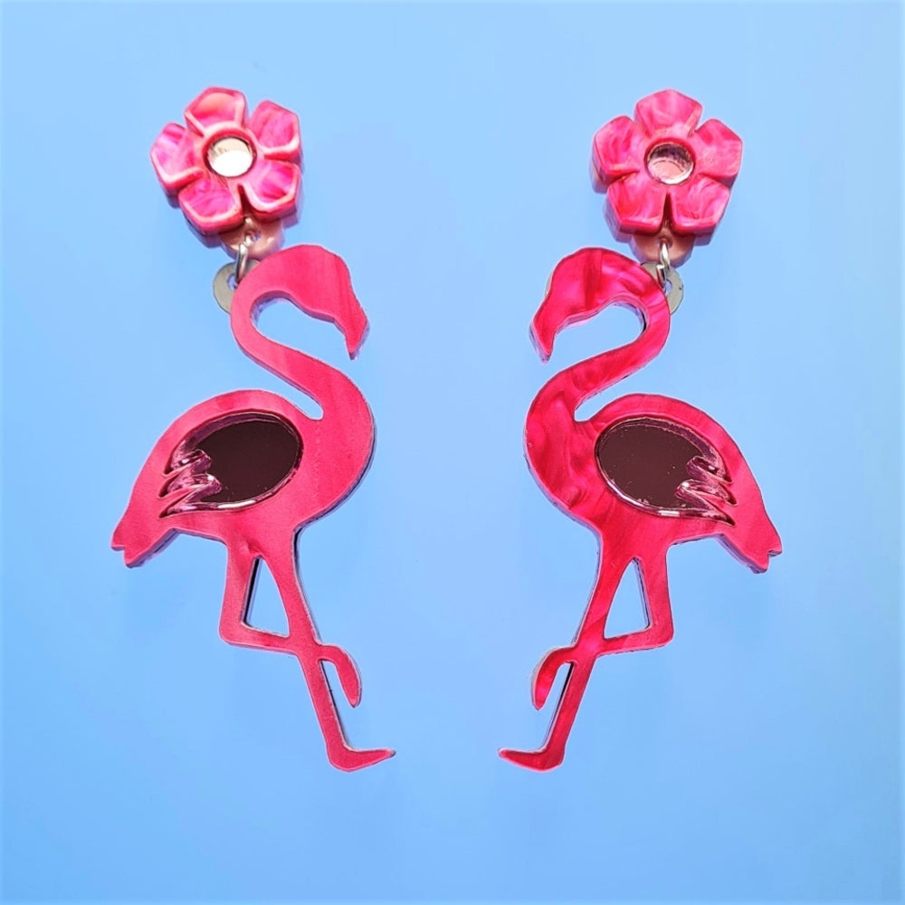Tropical Flamingo Earrings by Cherryloco Jewellery 2