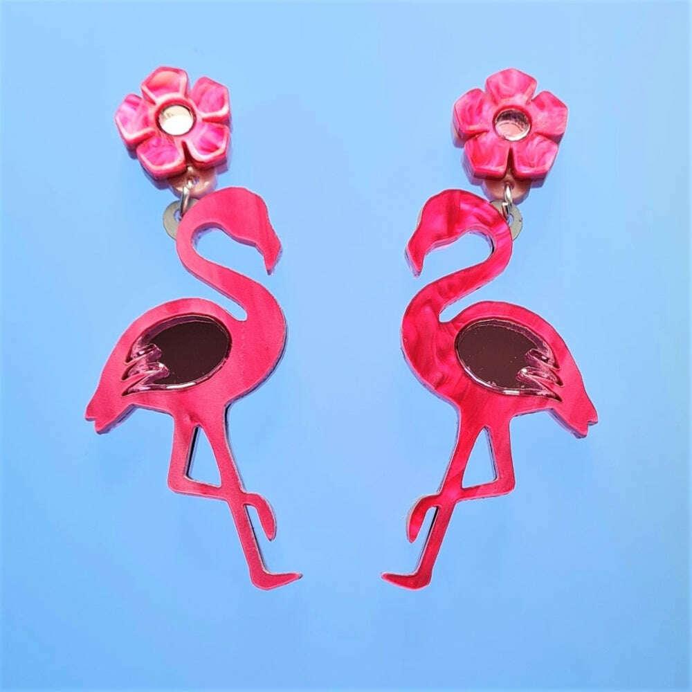 Tropical Flamingo Earrings by Cherryloco Jewellery 2