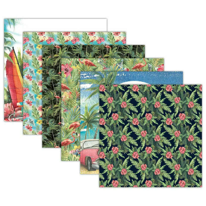 Tropical Holiday Scrapbook Paper Pack. 12 Sheets of 15.2x15.2cm Heavyweight Paper Pad F07M2-3 AC230314-06
