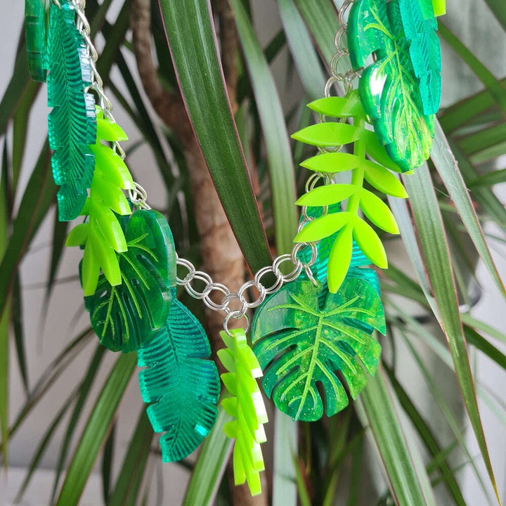 Tropical Leaf Charm Necklace by Cherryloco Jewellery 2