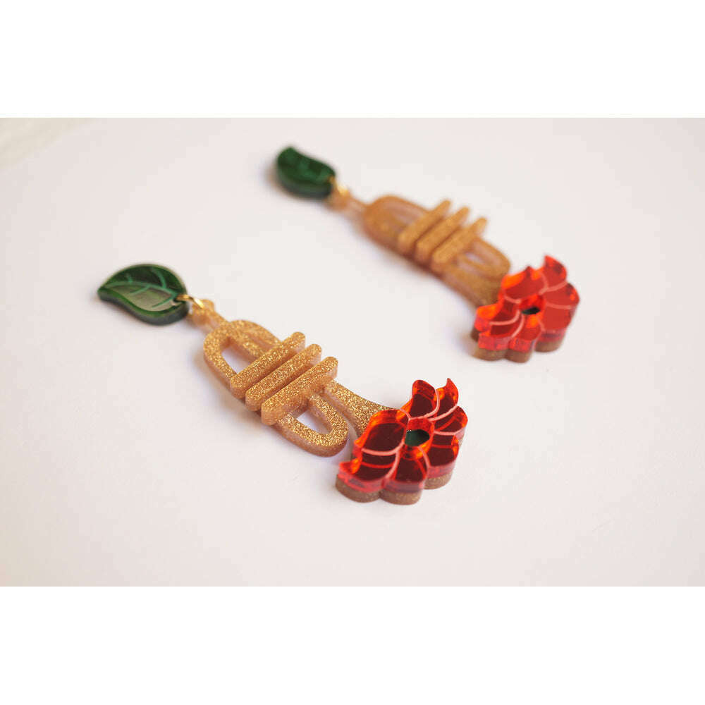 Trumpet with flower earrings by Laliblue 5