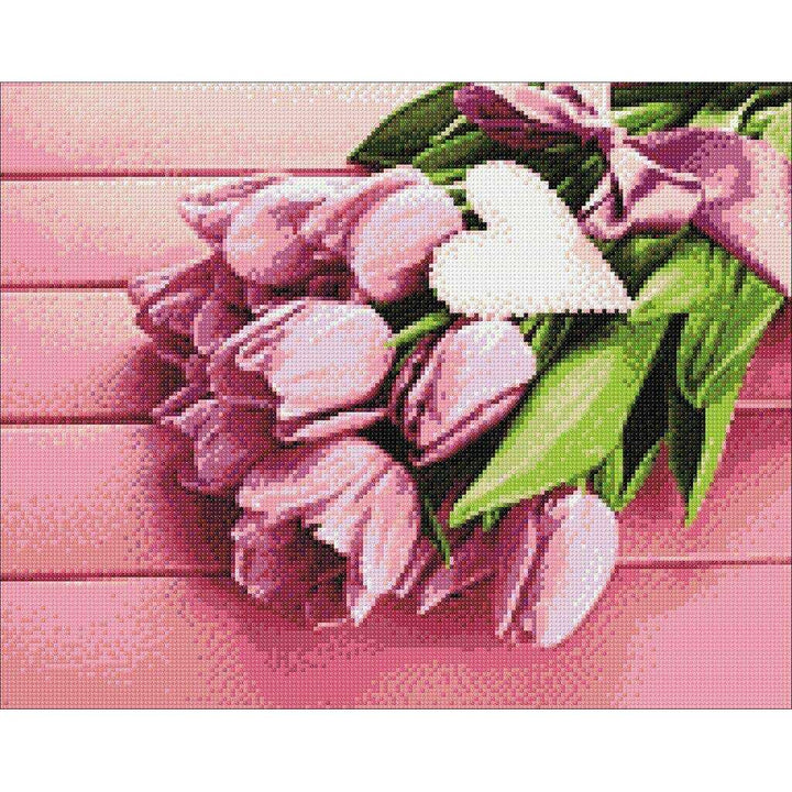 Tulips and Love WD022 18.9 x 14.9 inches Wizardi Diamond Painting Kit