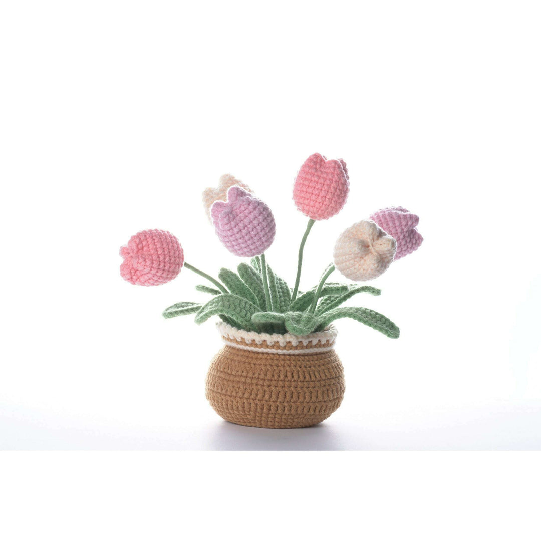 Tulips in Bloom. Potted Flower Amigurumi DIY Crochet Kit Wizardi F07N8-M30