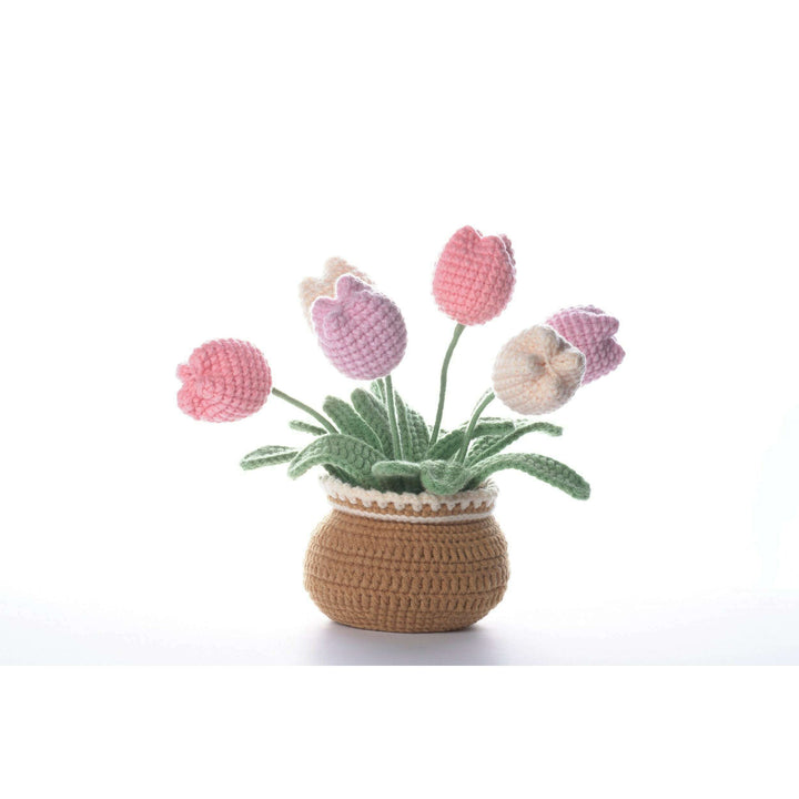 Tulips in Bloom. Potted Flower Amigurumi DIY Crochet Kit Wizardi F07N8-M30
