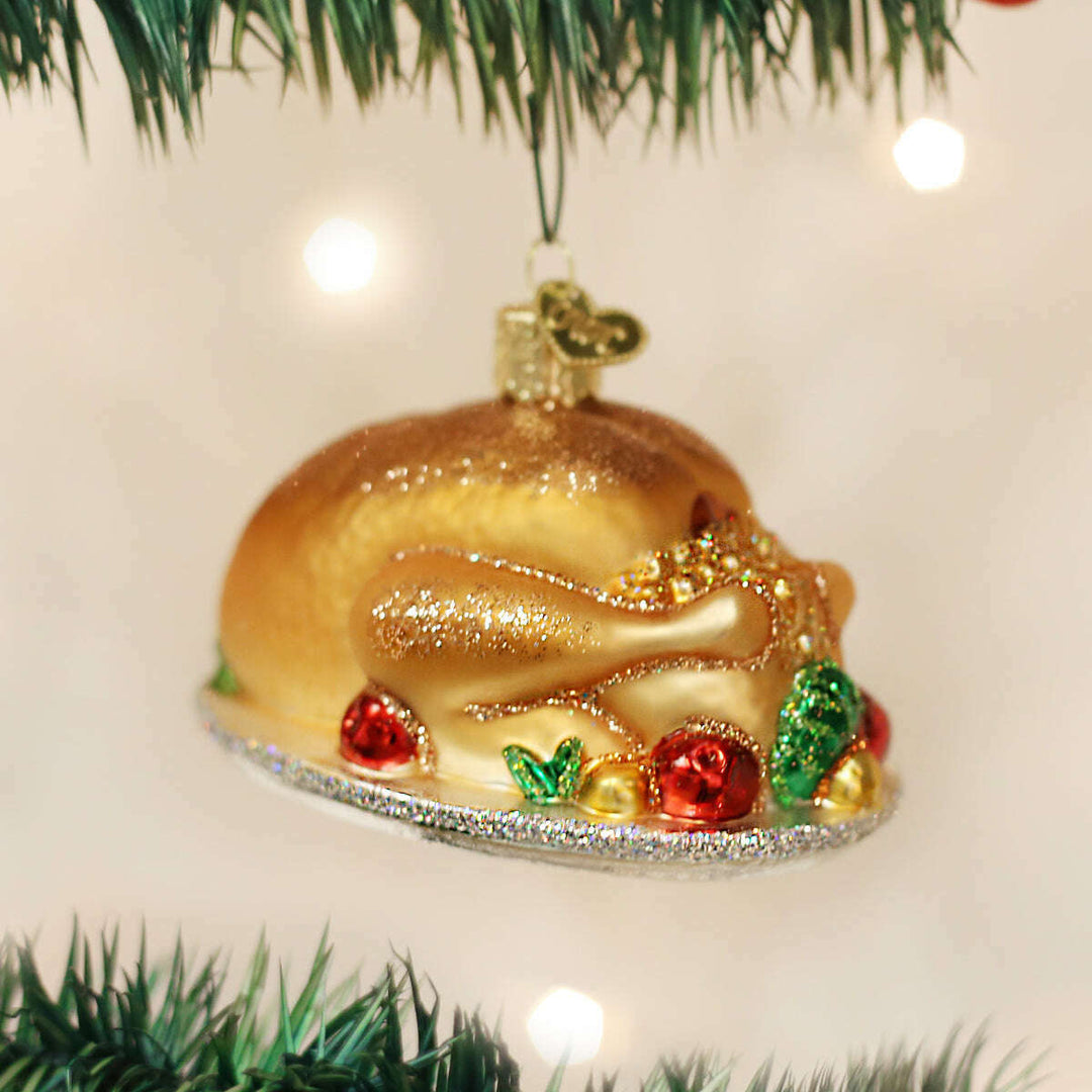 Old World Christmas Turkey Platter Blown Glass Ornament