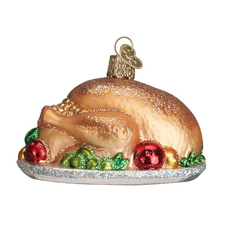 Old World Christmas Turkey Platter Blown Glass Ornament