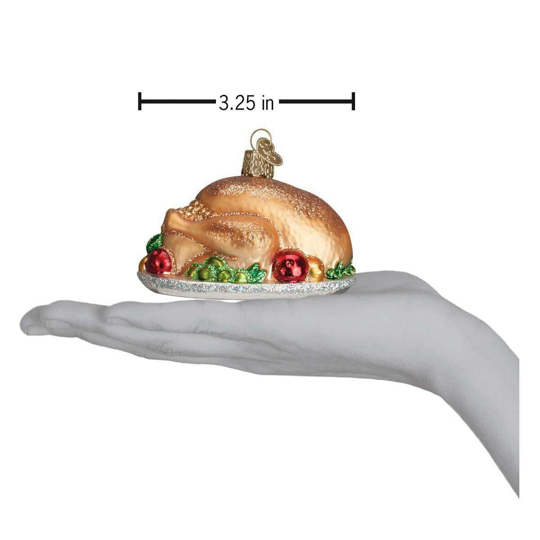 Old World Christmas Turkey Platter Blown Glass Ornament