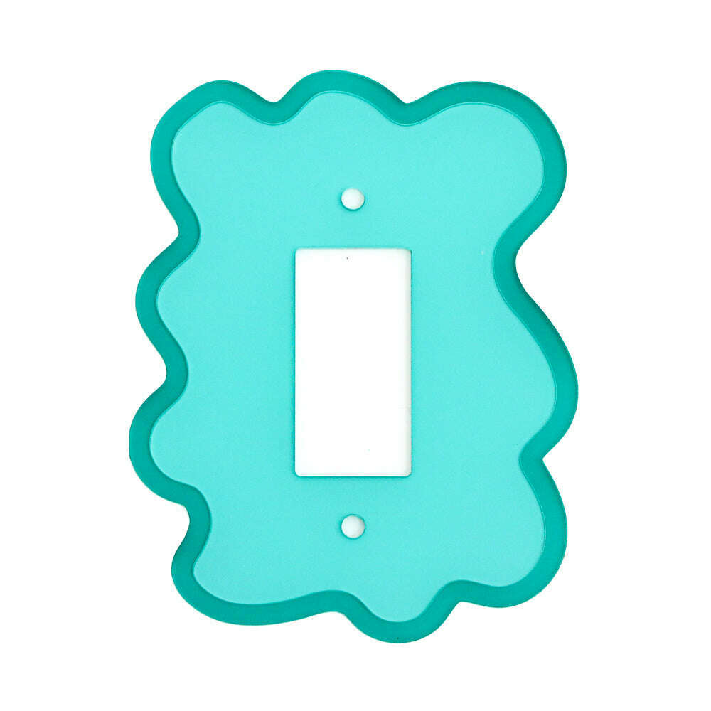 Turquoise and teal squiggle light switch cover