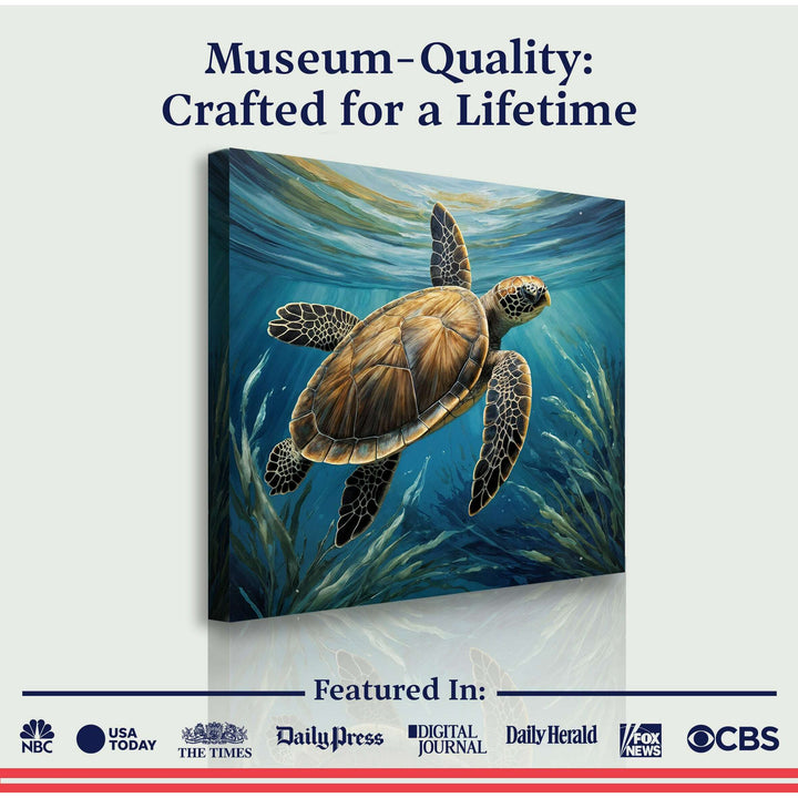 Turtle In Seagrass Coastal Wall Art