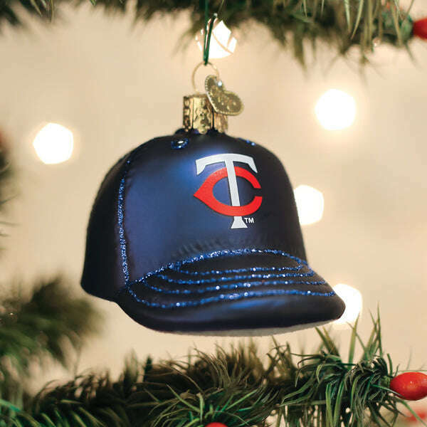 Old World Christmas Twins Baseball Cap Blown Glass Ornament