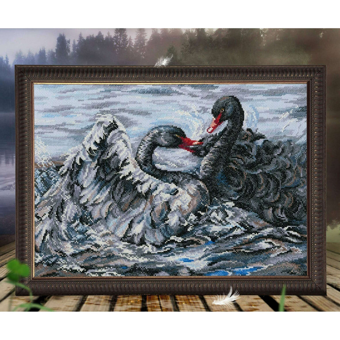 Two black swans M557 Counted Cross Stitch Kit