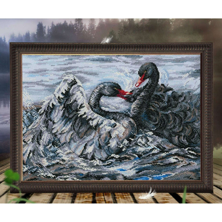 Two black swans M557 Counted Cross Stitch Kit