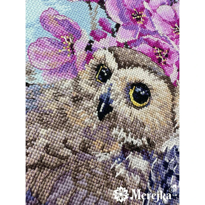 Two Owls in Spring Blossom K-228 Counted Cross-Stitch Kit